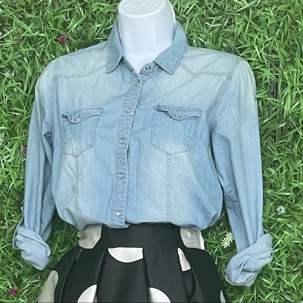 Chambray Button Down Top